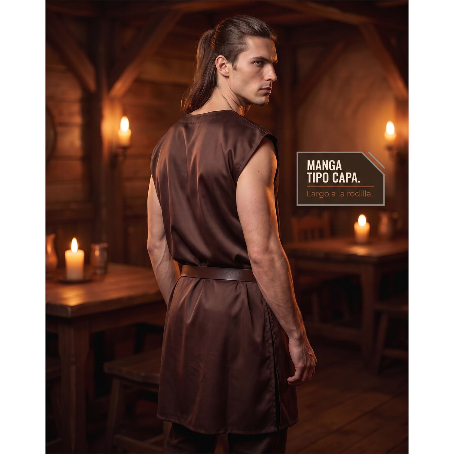 Traje Vestido T&uacute;nica Disfraz Medieval Celta Vikingo image number 56.0