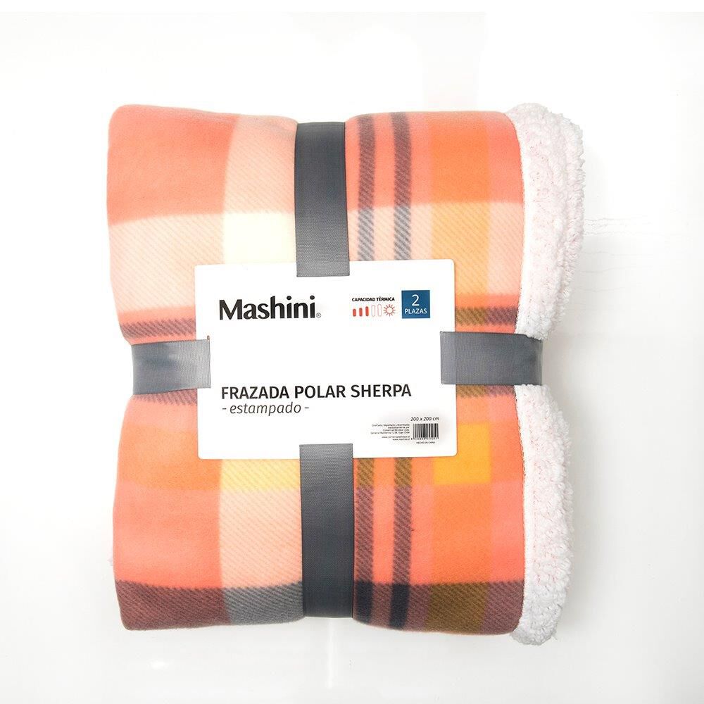 Frazada Polar-sherpa Estampada 2 Plazas Tartan Coral image number 2.0