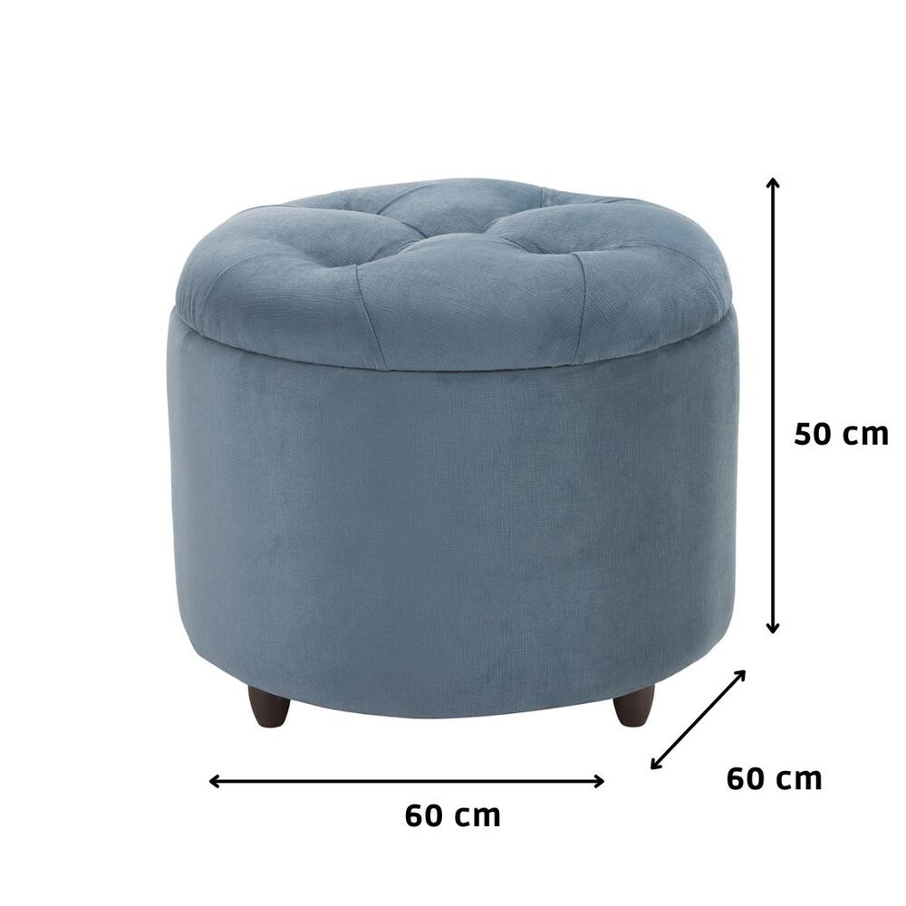 Pouf Baúl Zoe Azul Petroleo Felpa Grabada 60x50x50 Cm Máxima Design image number 1.0