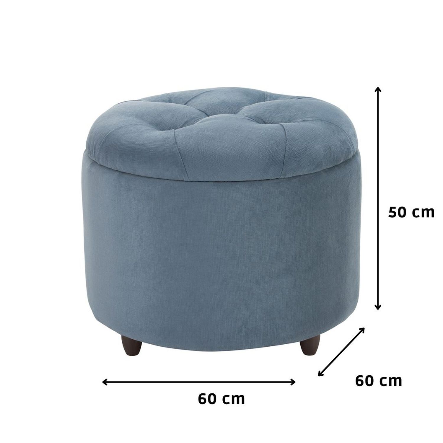 Pouf Ba&uacute;l Zoe Azul Petroleo Felpa Grabada 60x50x50 Cm M&aacute;xima Design image number 1.0