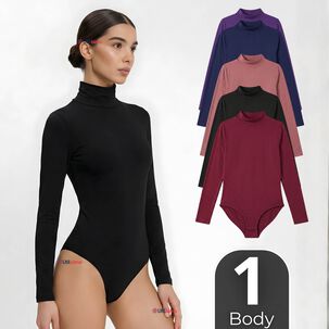 Body Manga Larga Bamb&uacute; Cuello Alto Beatle Mujer Colores Surtidos