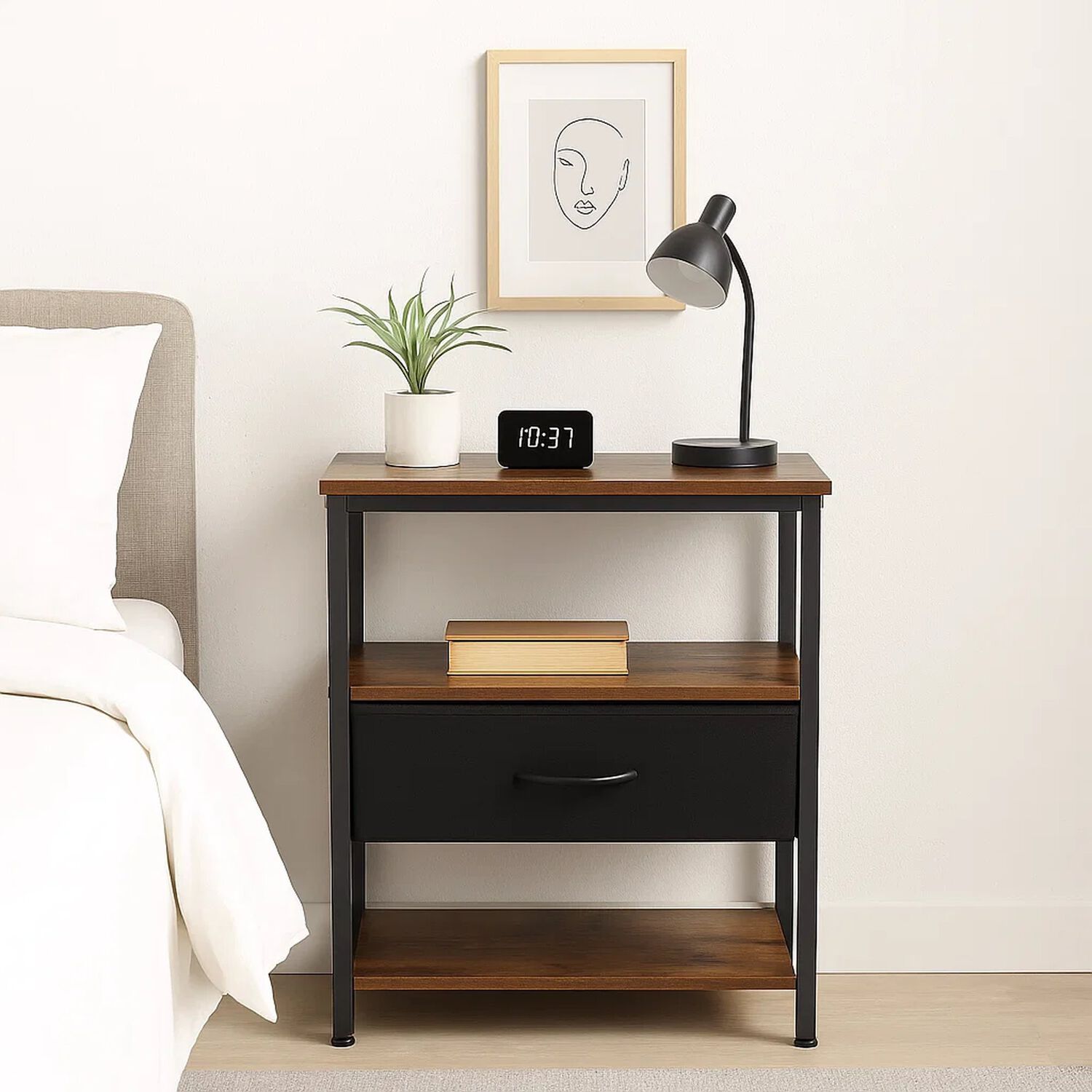 Pack De 2 Veladores Estilo Industrial Black Wood 50x30x61 image number 2.0