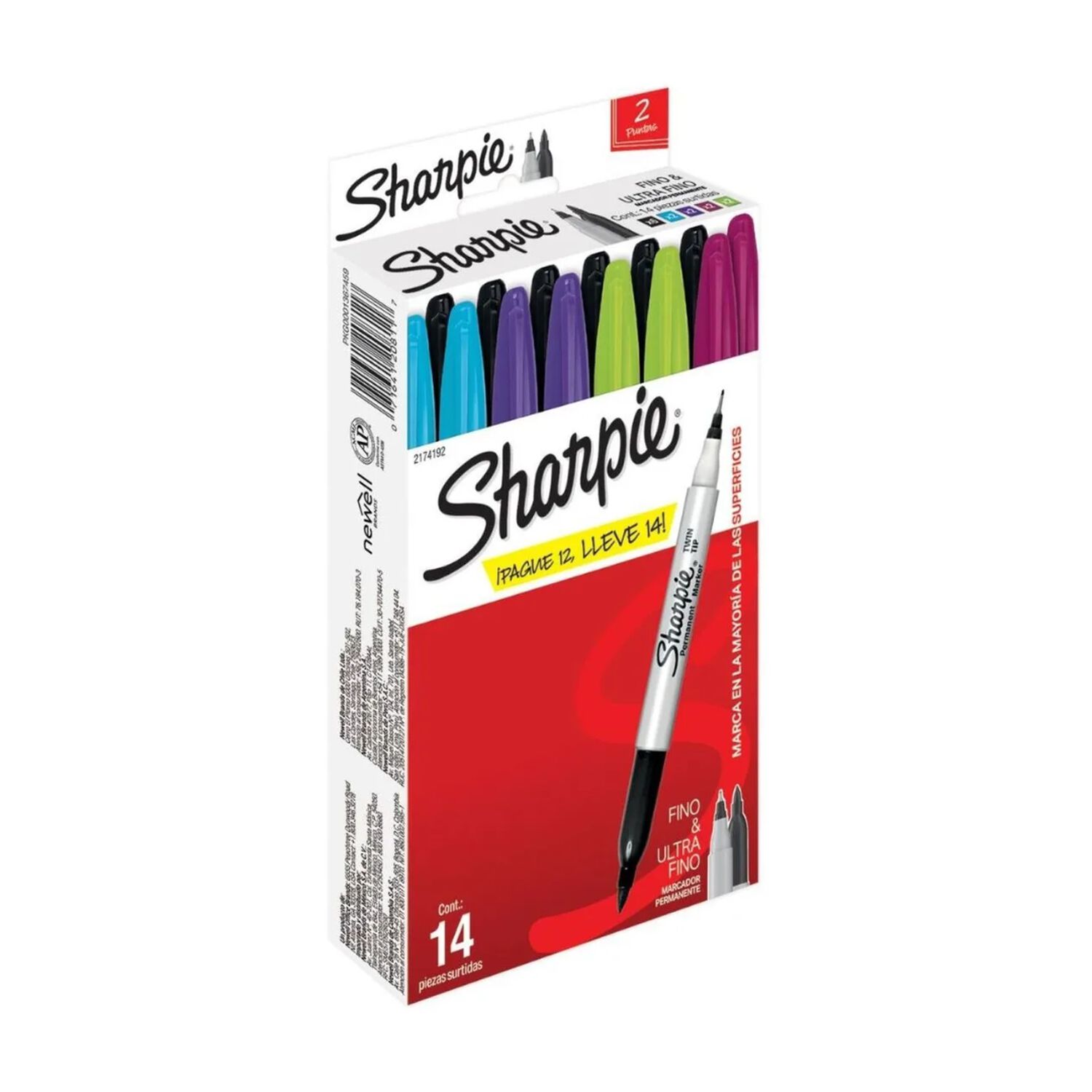 Sharpie Marcador Doble Punta Fina-ultrafina Surtido Set 12+2 image number 2.0