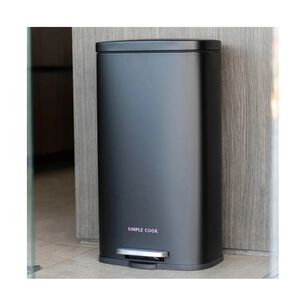 Basurero 30l Con Pedal Negro Mate Simple Cook