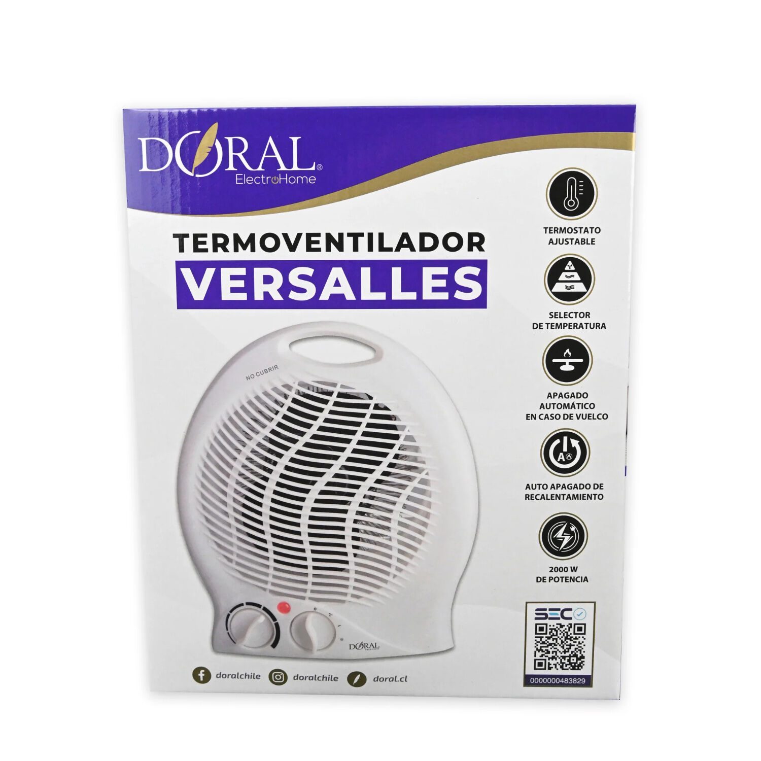 Termoventilador El&eacute;ctrico 2000w Versalles - Ps image number 2.0