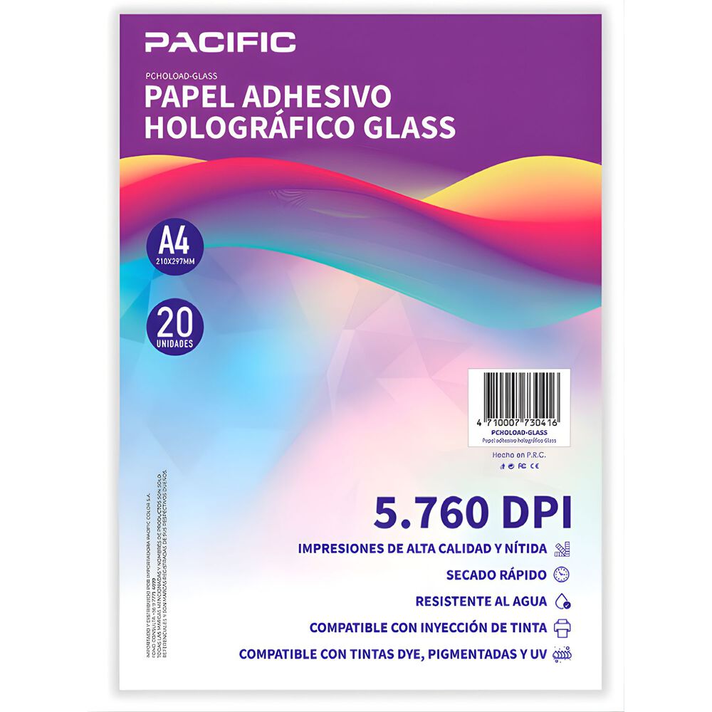 Papel Adhesivo Holografico 20 Hojas Glass A4 5760 Dpi - Ps image number 0.0