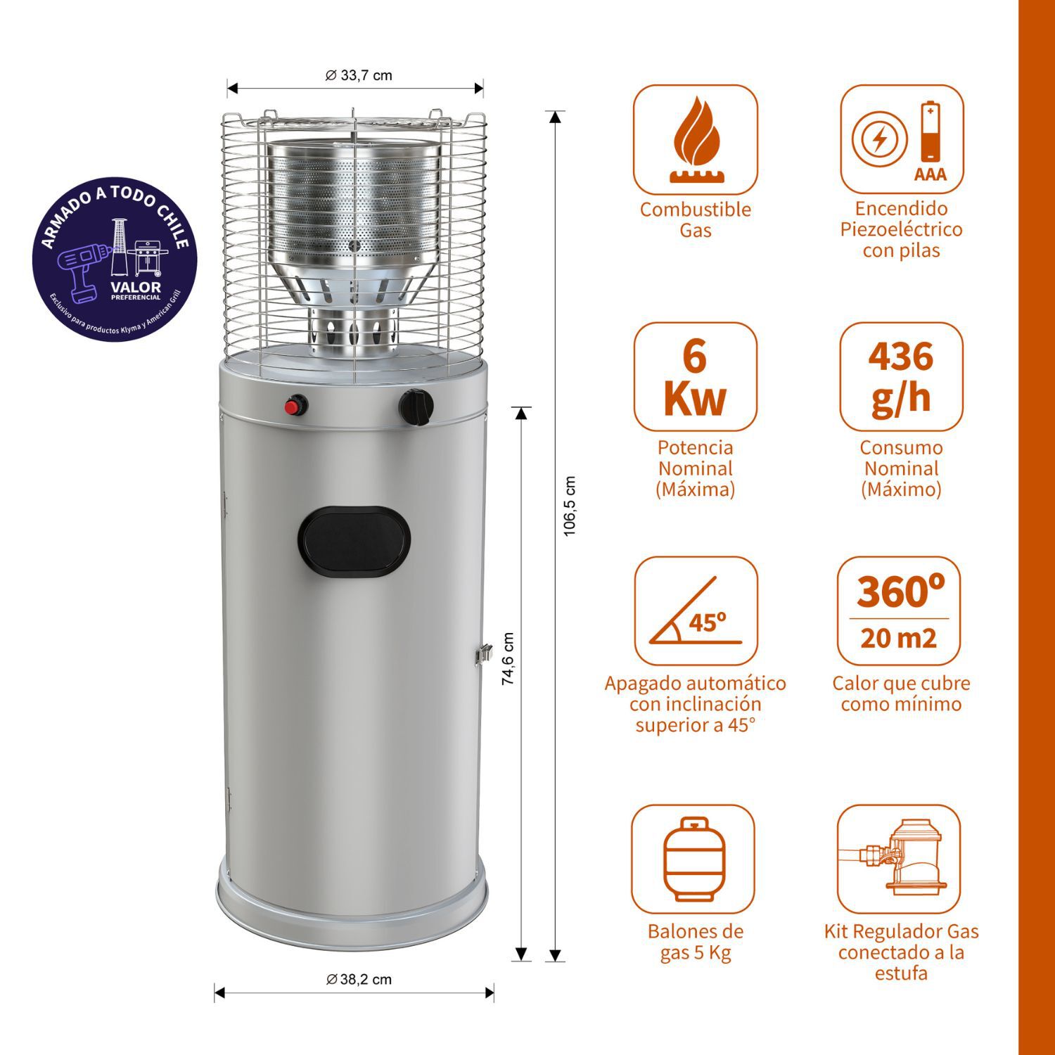 Estufa A Gas Exterior Cildro Elw G 106 image number 1.0