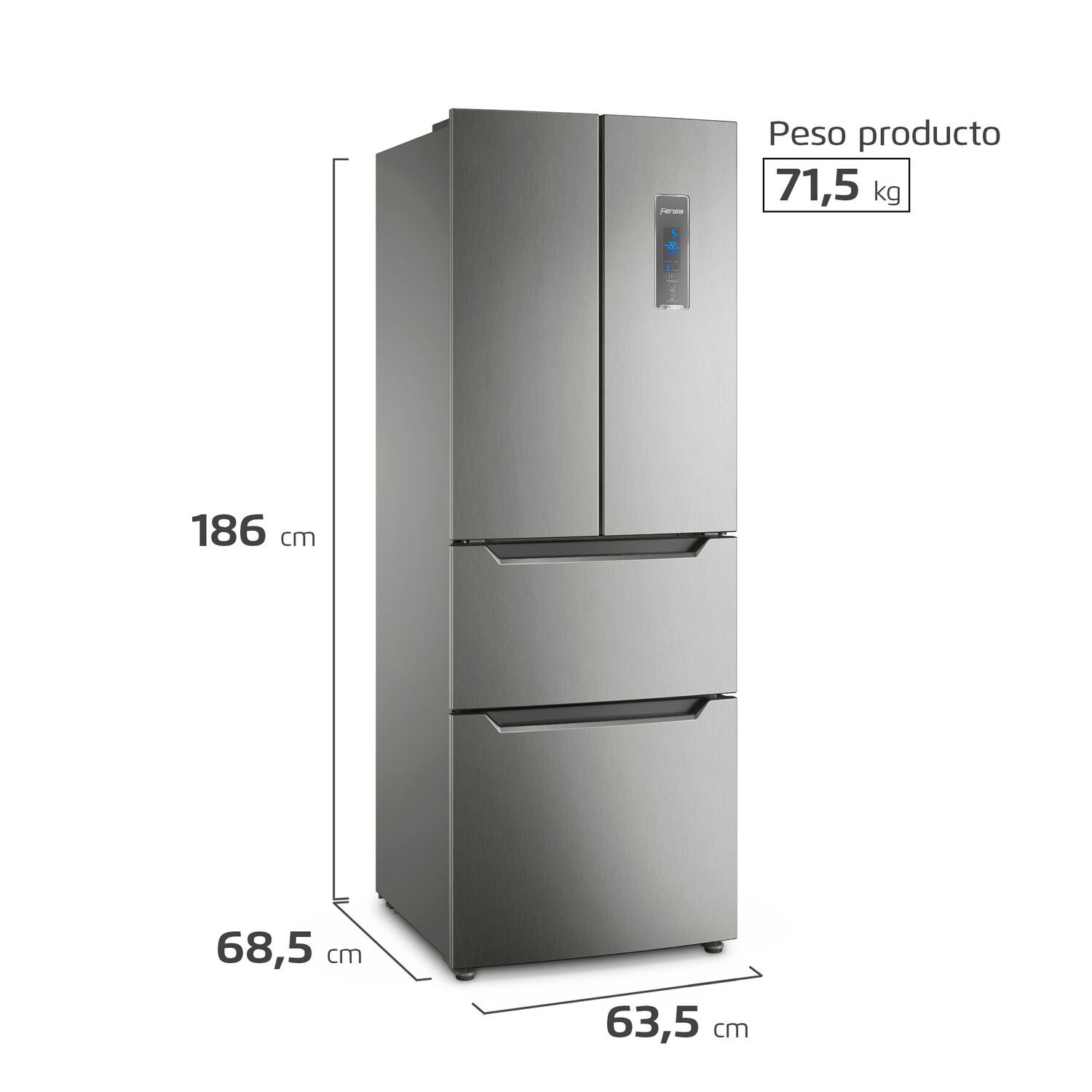 Refrigerador Fensa 320l No Frost 3 Puertas Inverter Dm64s image number 1.0