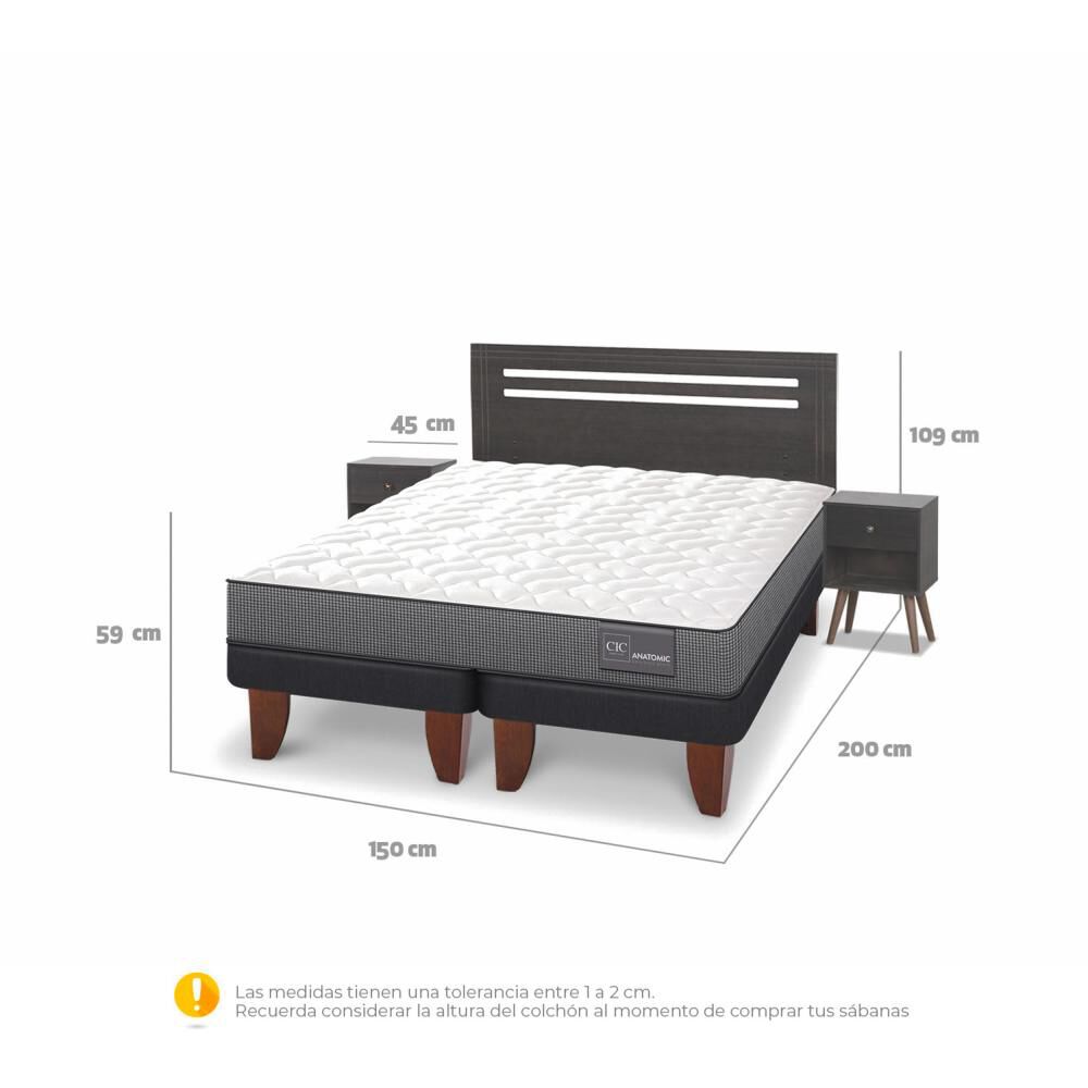 Cama Europea Cic Anatomic / 2 Plazas / Base Dividida + Set De Maderas image number 3.0