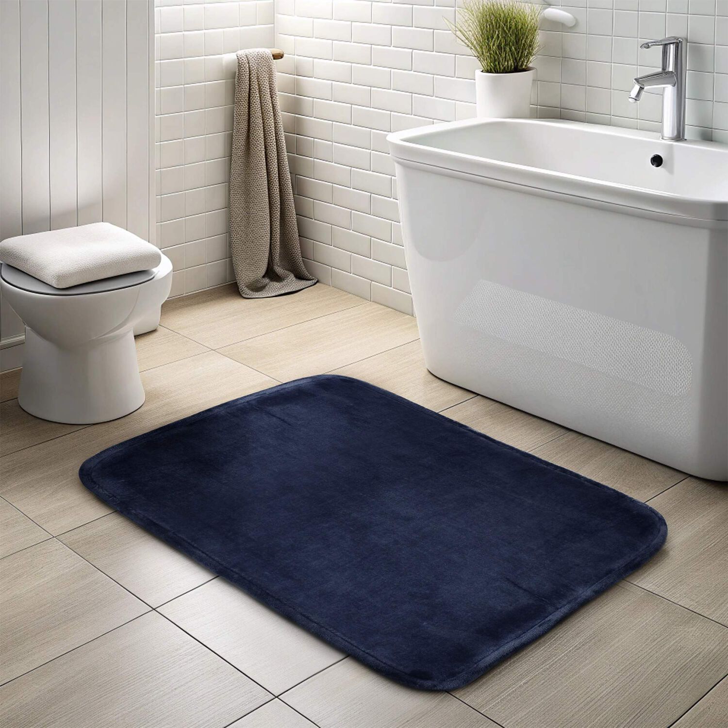 Alfombra De Ba&ntilde;o Nautica Home Flannel 50x80cm Absorbente Azul Marino image number 2.0