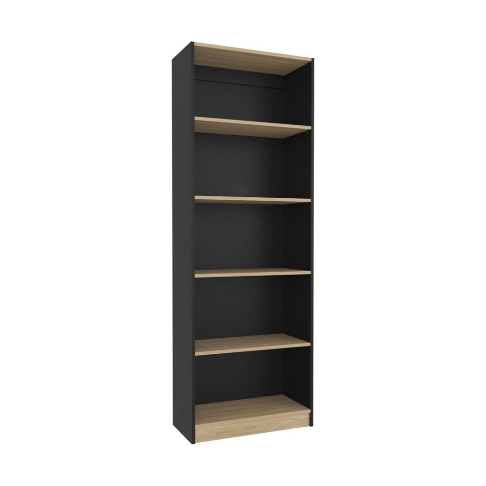 Estante Organizador De Libros 180,6x62,8x29,9 Cm Negro Y Café Claro image number 0.0