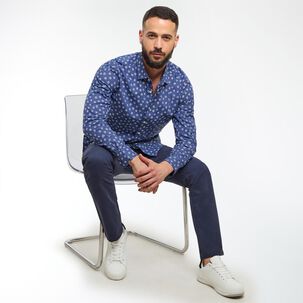 Camisa Lino Slim Fit Manga Larga Hombre Az Black