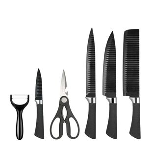 Set De Cuchillos Profesionales Con Tijeras Y Pelador Negro