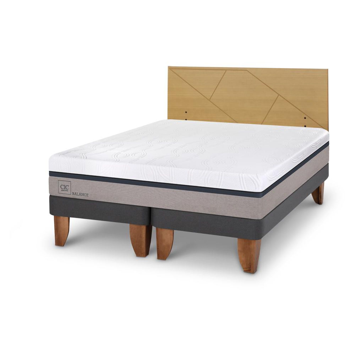 Cama Europea Cic Balance / 2 Plazas / Base Dividida + Respaldo image number 1.0