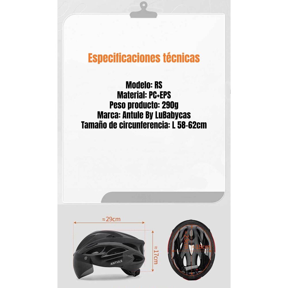 Casco Bicicleta Adulto Con Visera Magn&eacute;tica Blanco Rs Antule image number 6.0