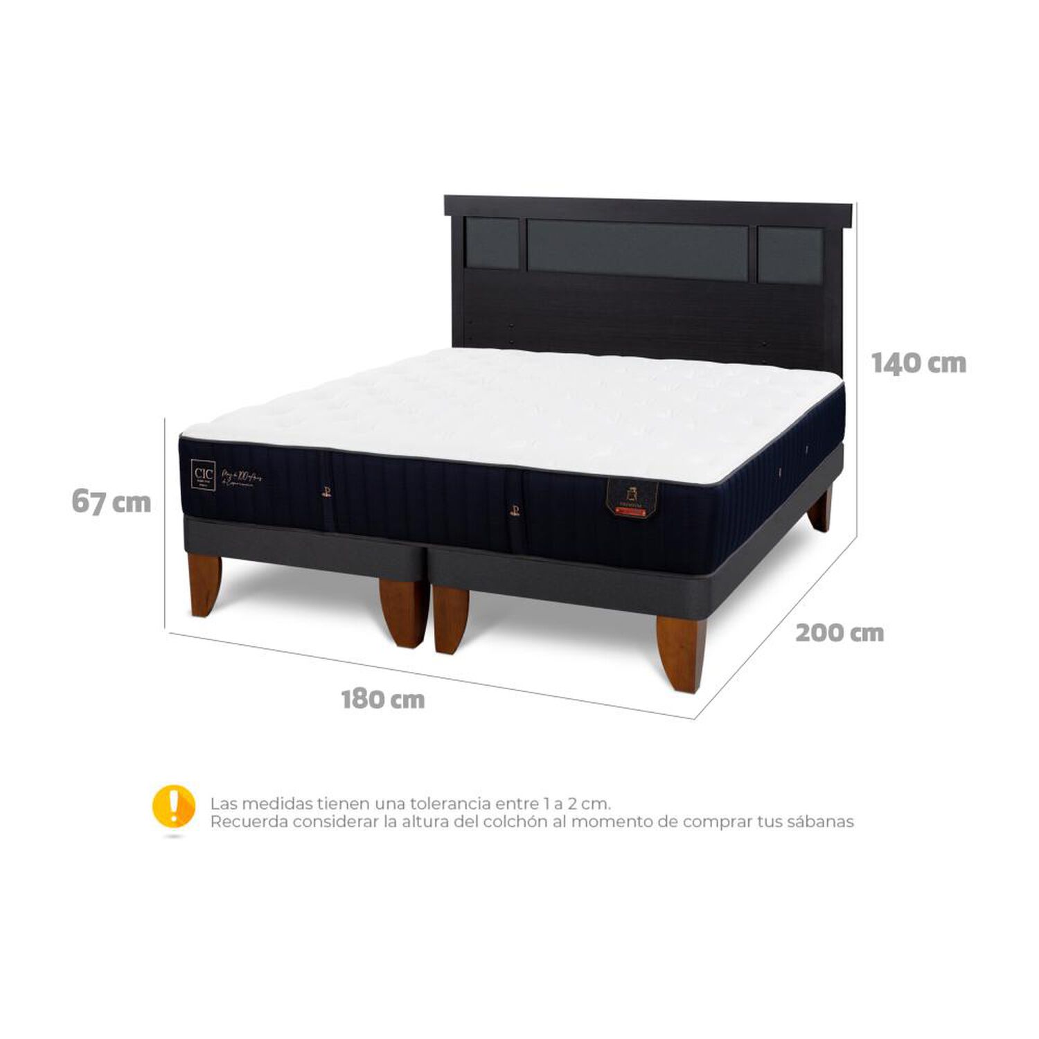 Cama Europea Cic Linea Premium / King / Base Dividida + Respaldo image number 5.0