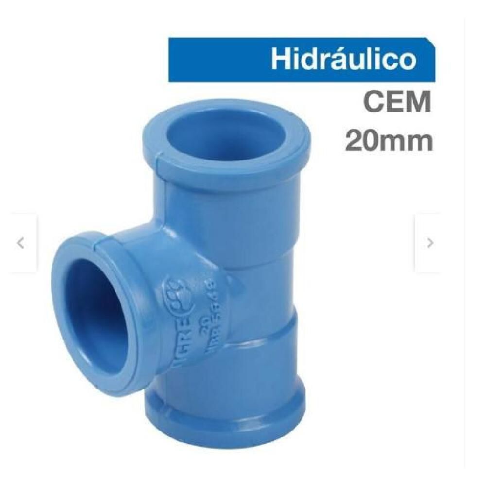 Pack 10 Unidades Tee Pvc-p Cementar 20mm Pn10 image number 0.0