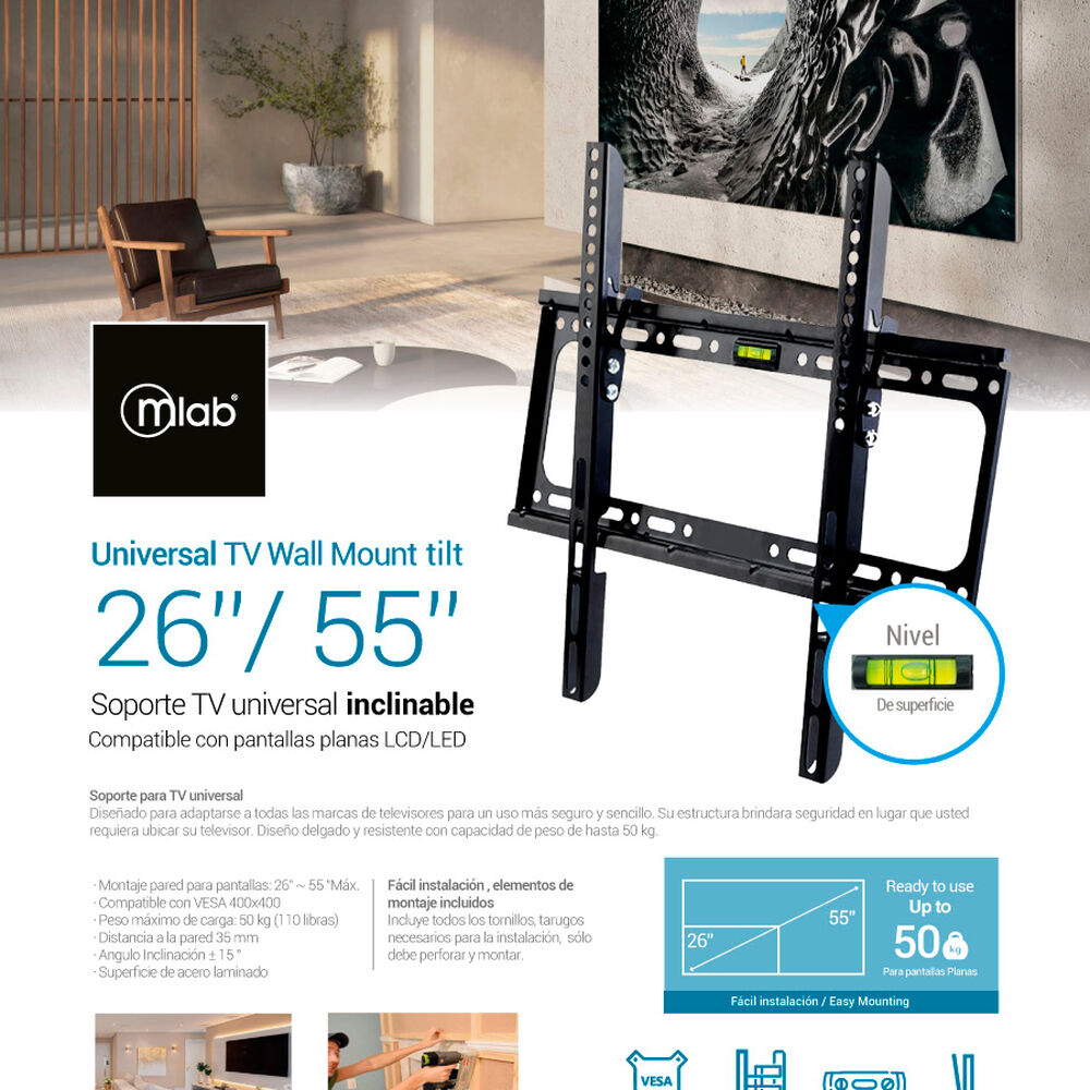 Soporte Para Tv Universal Fijo 26 - 55 Mlab image number 3.0