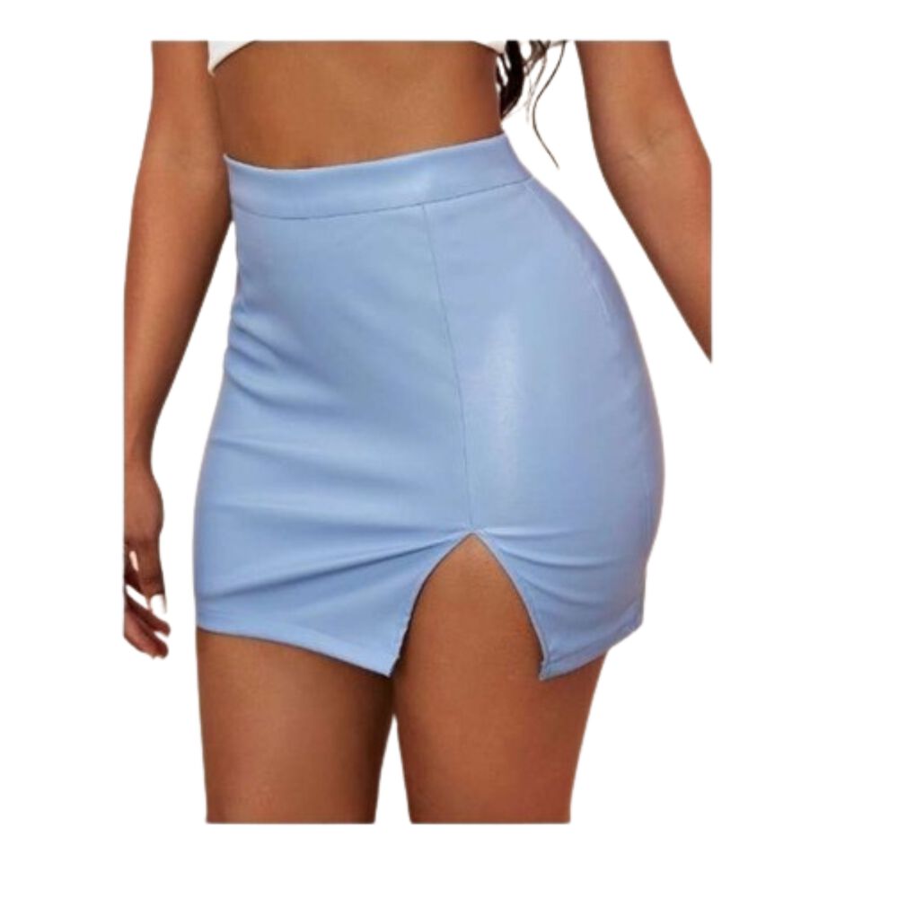 Falda Cuero Con Abertura Pierna Tiro Alto Sin Costura image number 7.0