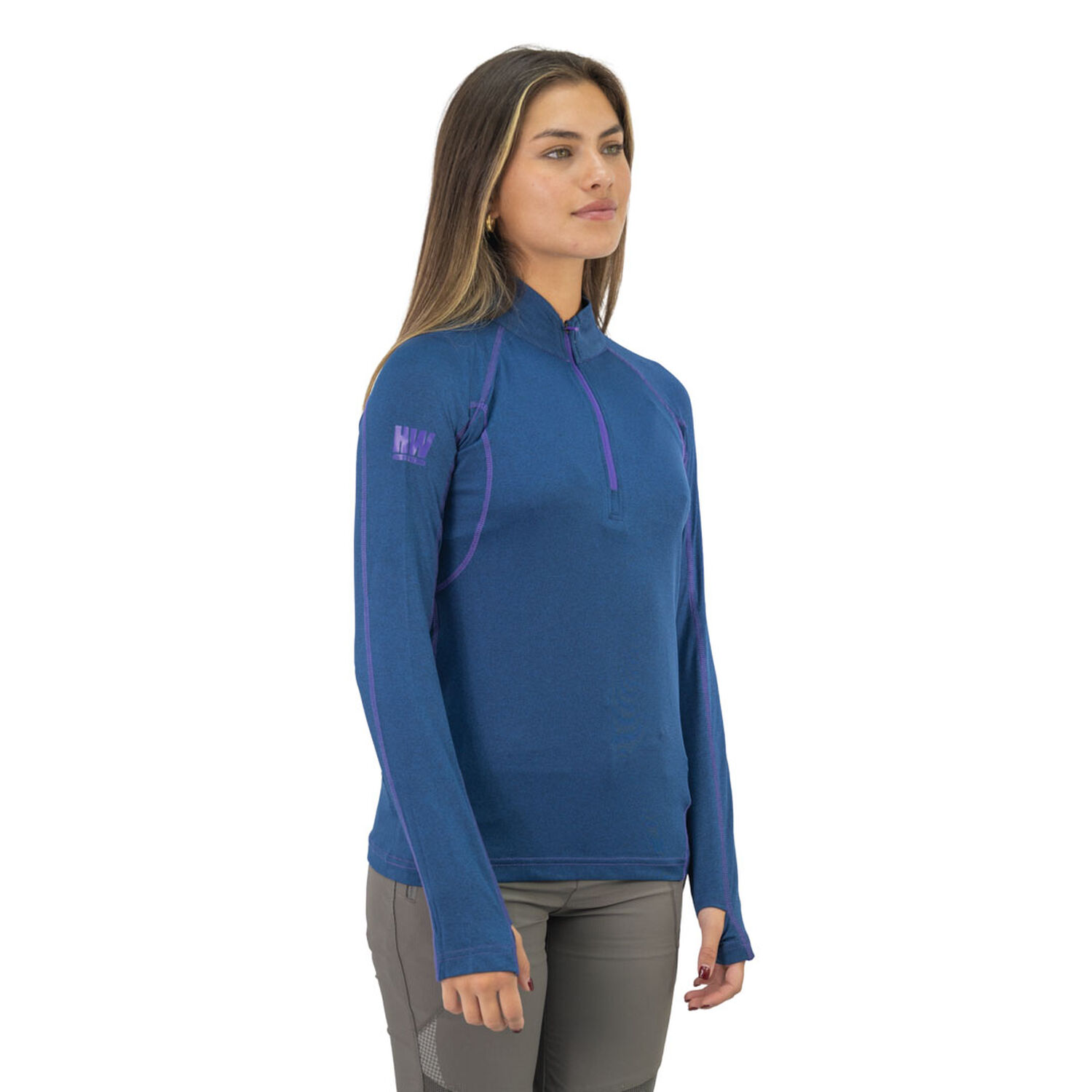 Polera Dry Fit Hw Spx Manga Larga Mujer Deep Blue image number 1.0