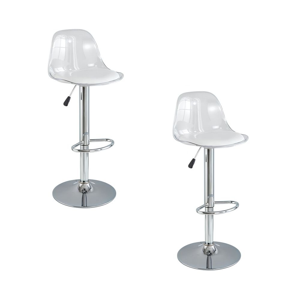 Pack 2 Sillas Piso Bar Blancas Altura Regulable Con Respaldo image number 8.0