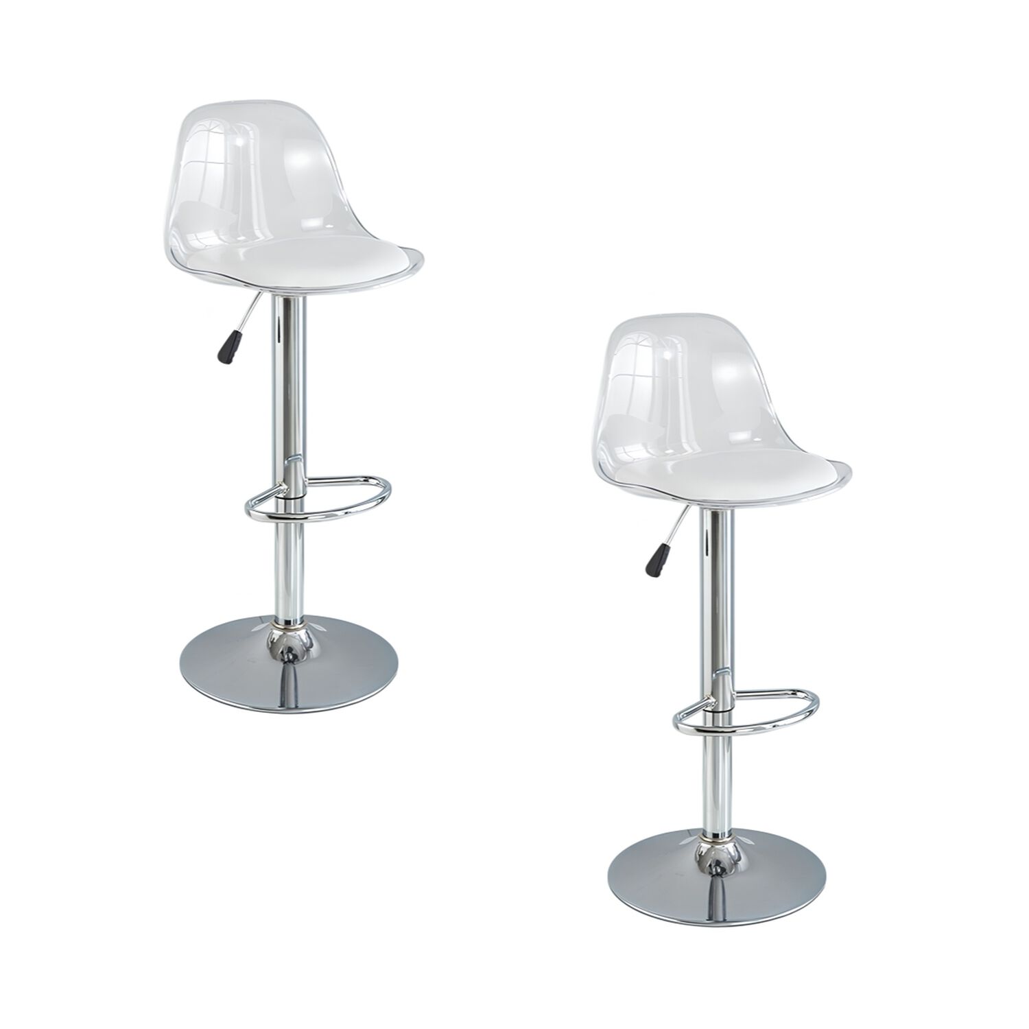 Pack 2 Sillas Piso Bar Blancas Altura Regulable Con Respaldo image number 8.0