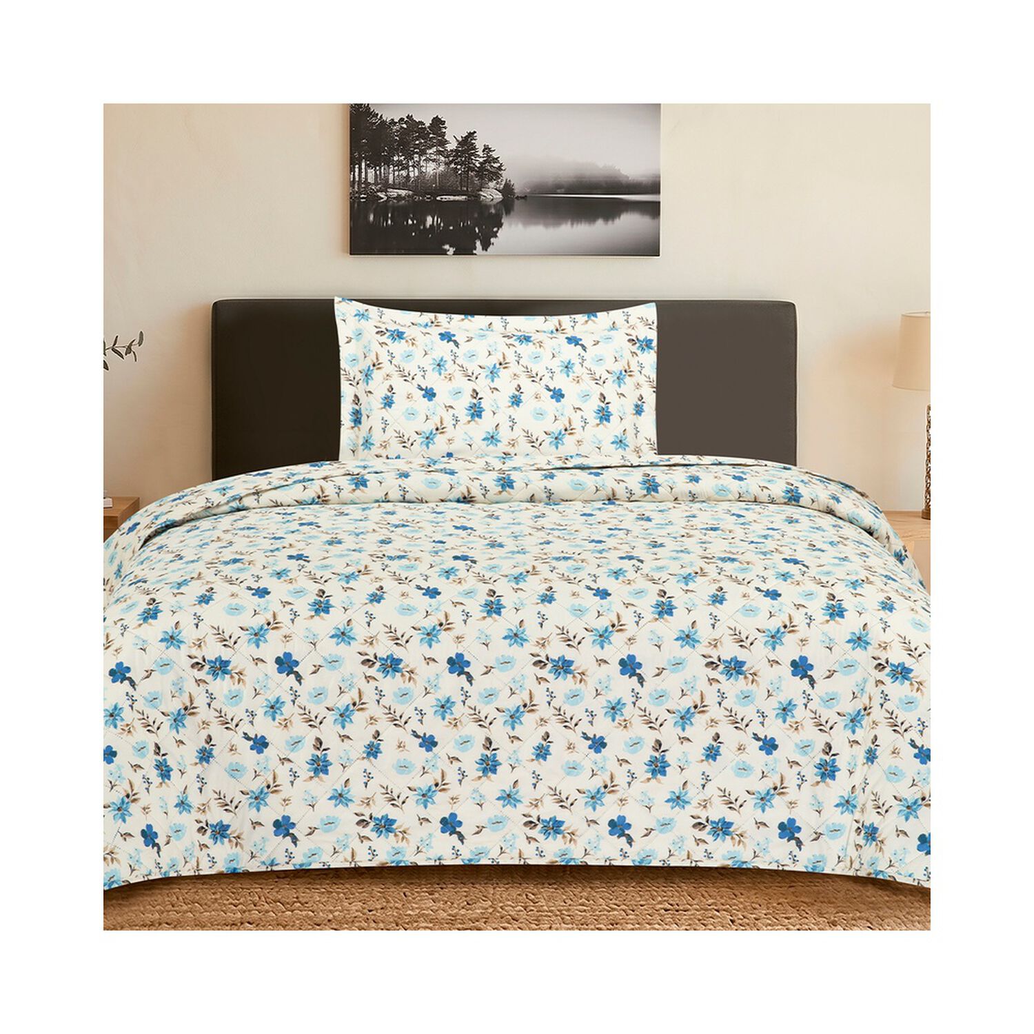 Quilt Andes Estampado Flor Azul 1.5 Pl image number 0.0
