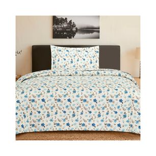 Quilt Andes Estampado Flor Azul 1.5 Pl