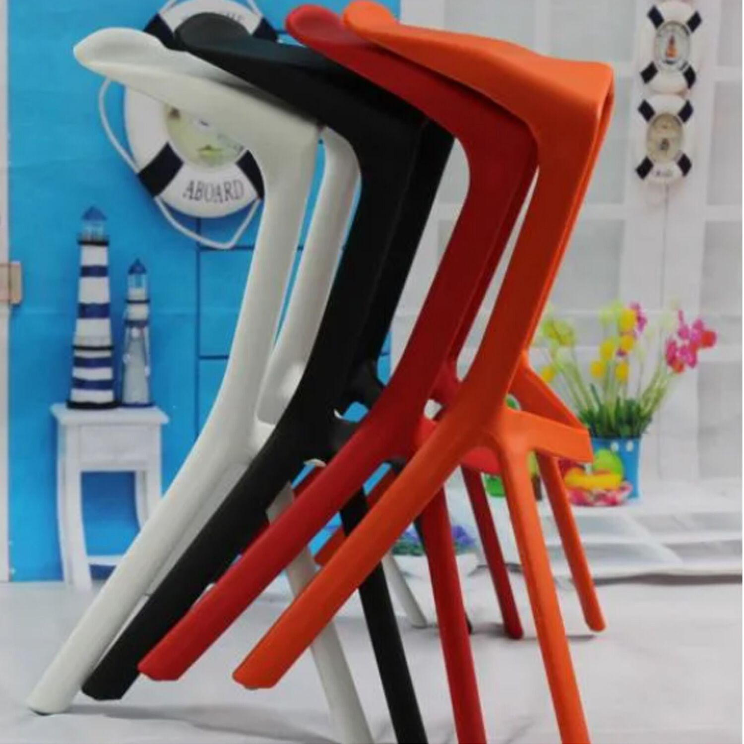 Silla Taburete Bar Apilable Negro 51x42x81cm image number 6.0