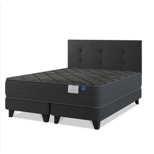 Cama Europea Flex Black / 2 Plazas / Base Dividida + Respaldo