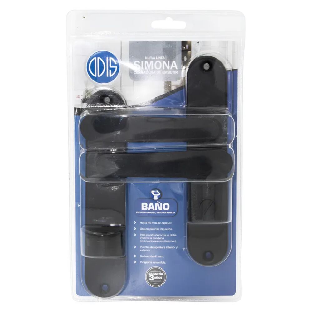 Cerradura Embutir Odis Simona 7040 Ba&ntilde;o - Negro image number 6.0