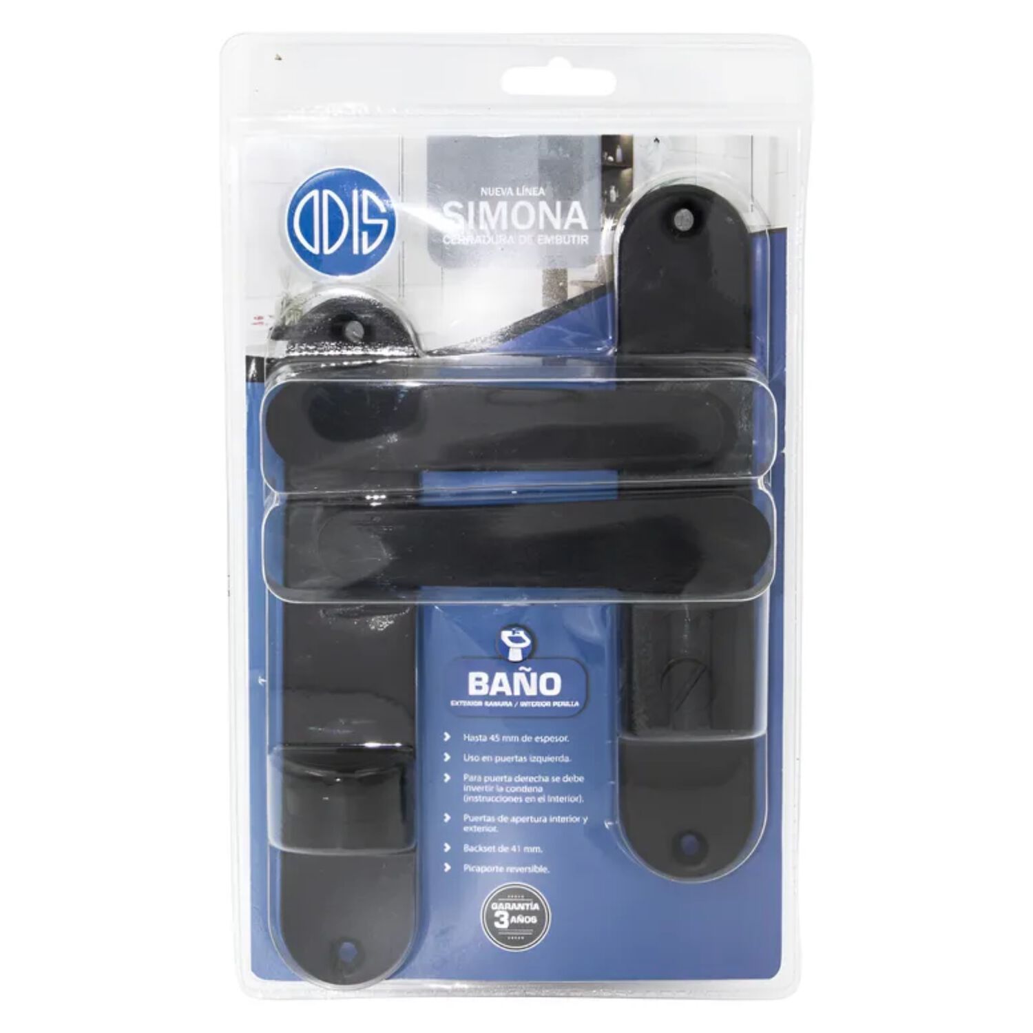 Cerradura Embutir Odis Simona 7040 Ba&ntilde;o - Negro image number 6.0