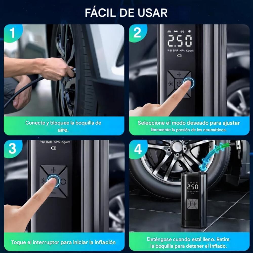 Compresor De Aire Portátil Inflador De Neumáticos Digital image number 10.0