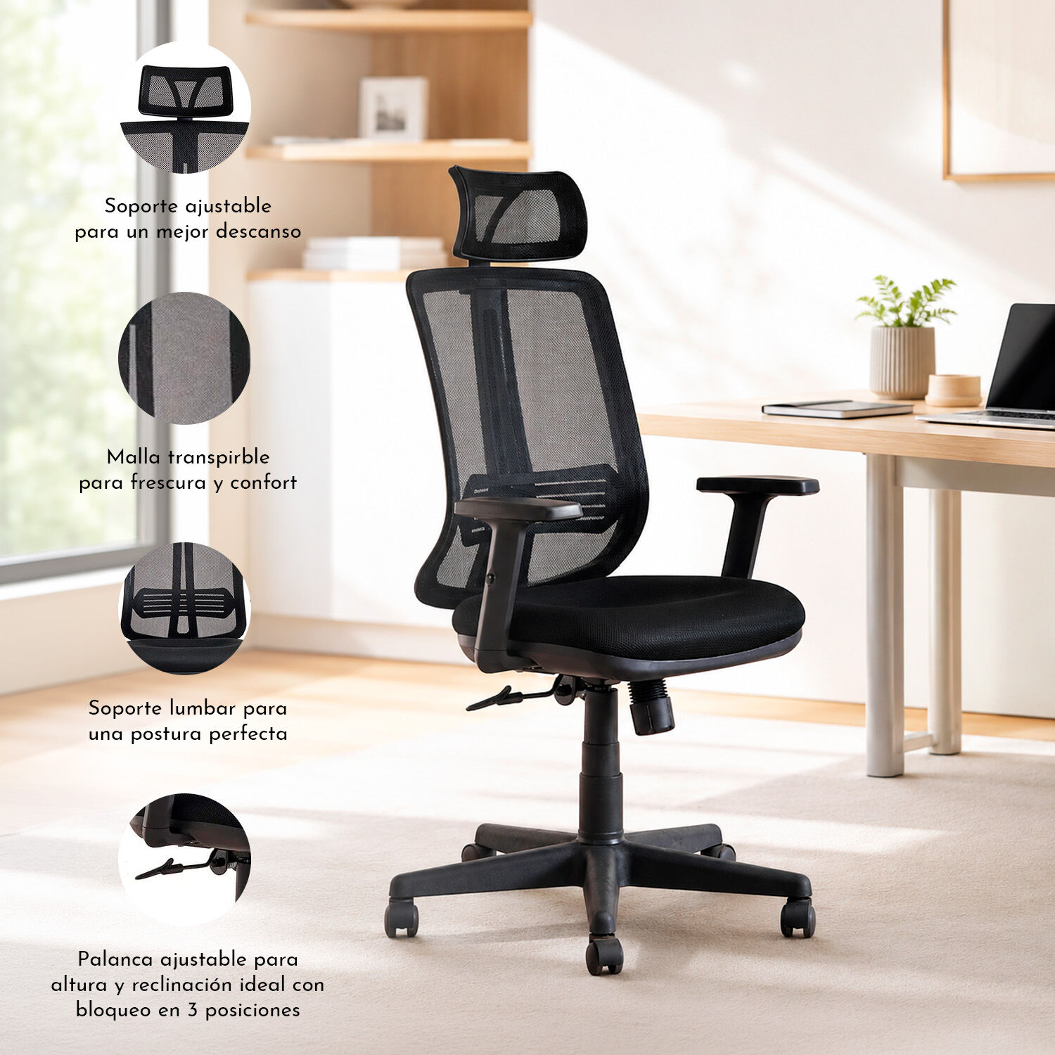 Silla De Escritorio Autonomous Full - Negro image number 3.0