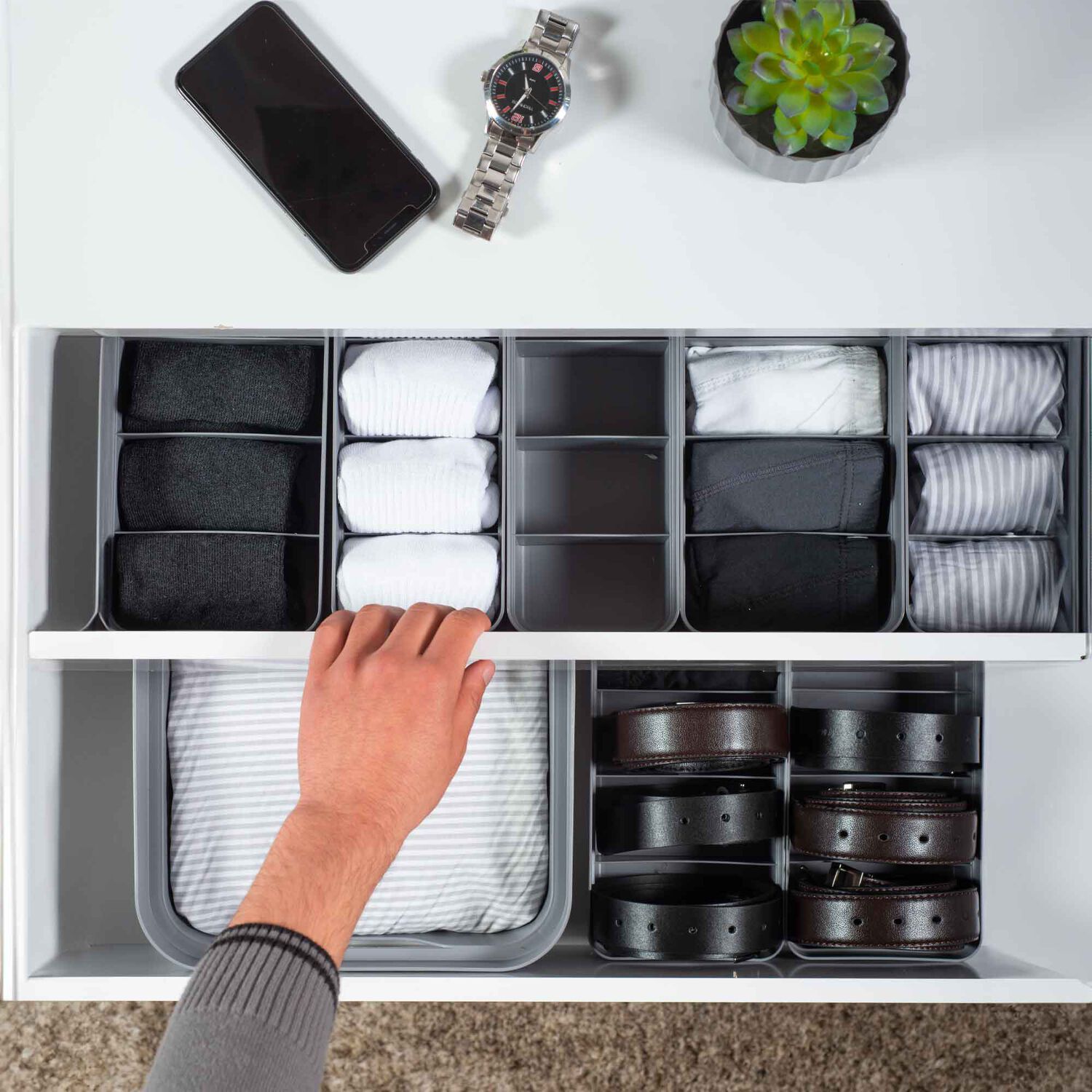Organizador De Caj&oacute;n Closet Logic Grande Gris image number 2.0
