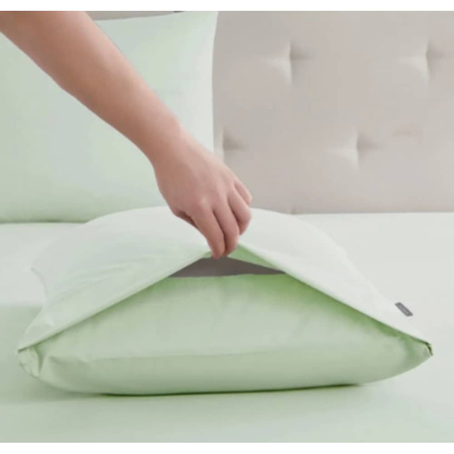 Set 4 Fundas Almohada 50x90 Gris Y Menta image number 1.0