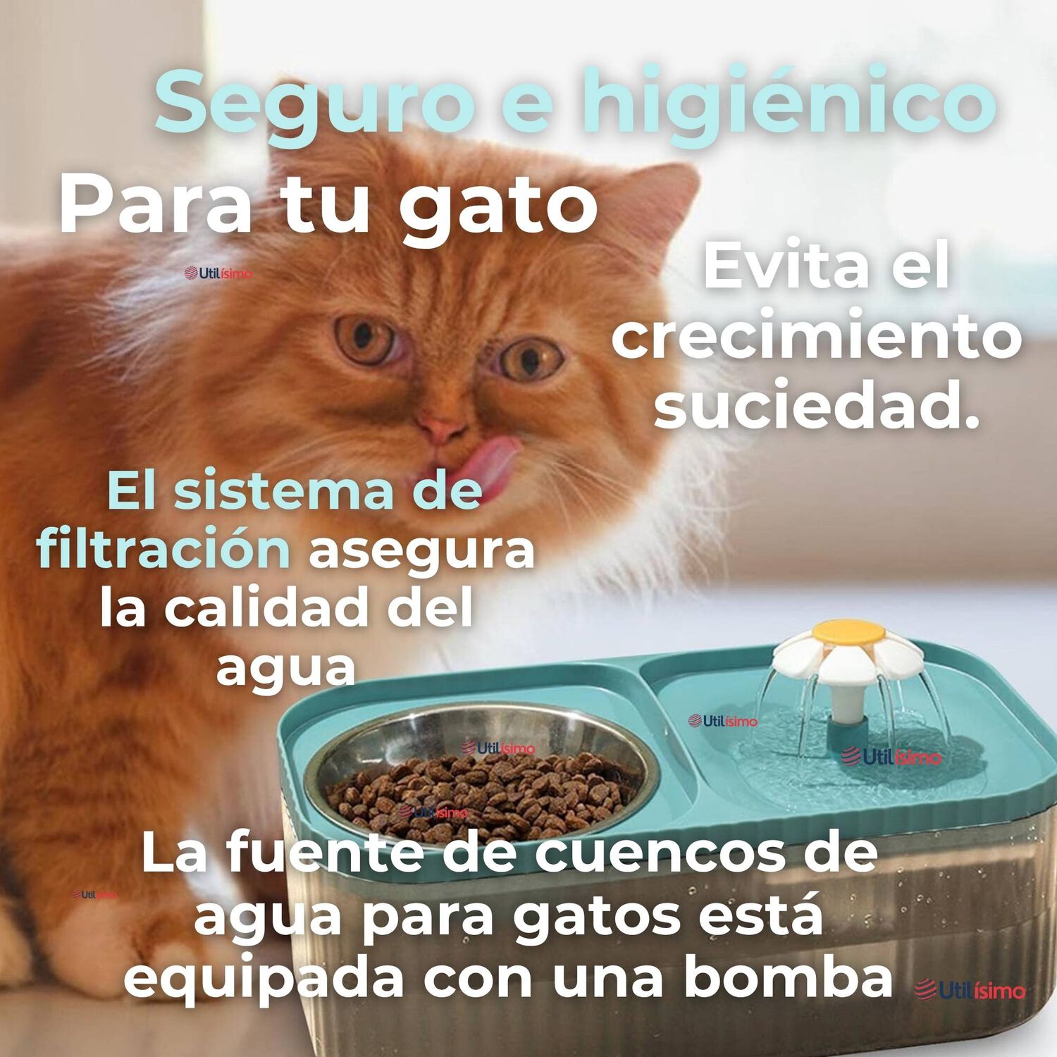 Fuente De Agua Bebedero 2 En 1 El&eacute;ctrico Para Gatos 3 Litros image number 5.0