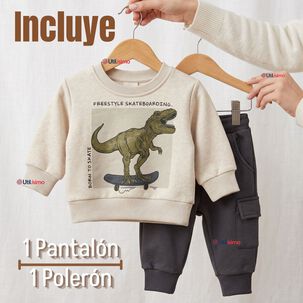 Conjunto Buzo Poler&oacute;n 2 Piezas Beb&eacute; Ni&ntilde;o Dino Street