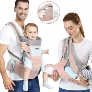 Mochila Porta Bebes Ergonómica Asiento Multifuncional 6 En 1 Rosa