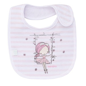 Babero De Algodón Impermeable Blanco Niña Rayas Niña