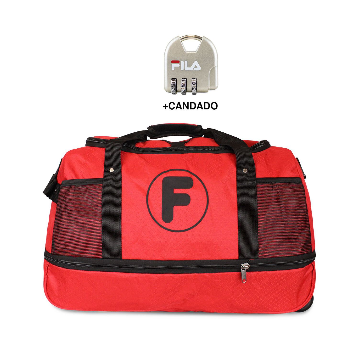 Bolso Mochila Con Ruedas Goliat Rojo + Candado Fila image number 0.0