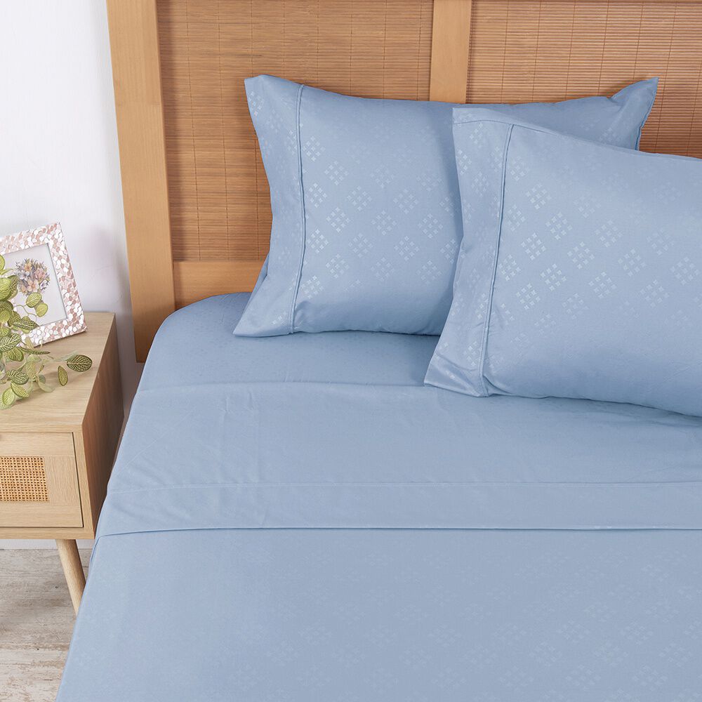 Sabana Estampada Plumetti Embossed 2 P Azul image number 1.0