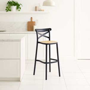 Taburete Crossback Danubio Piso De Bar O Terraza Exterior - Negro
