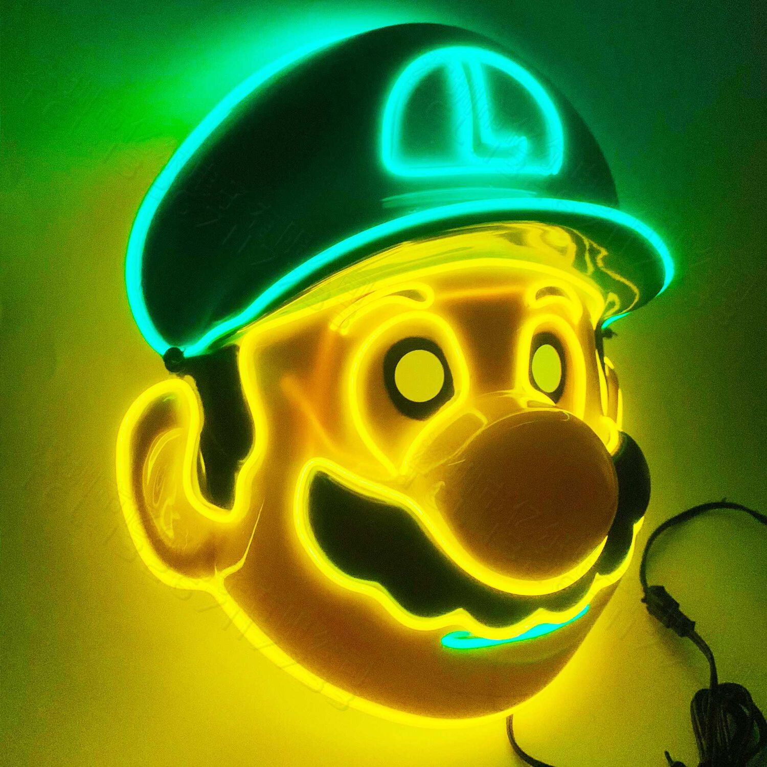M&aacute;scara Accesorio Cosplay Luigi Led Para Fiesta Super Mario image number 3.0