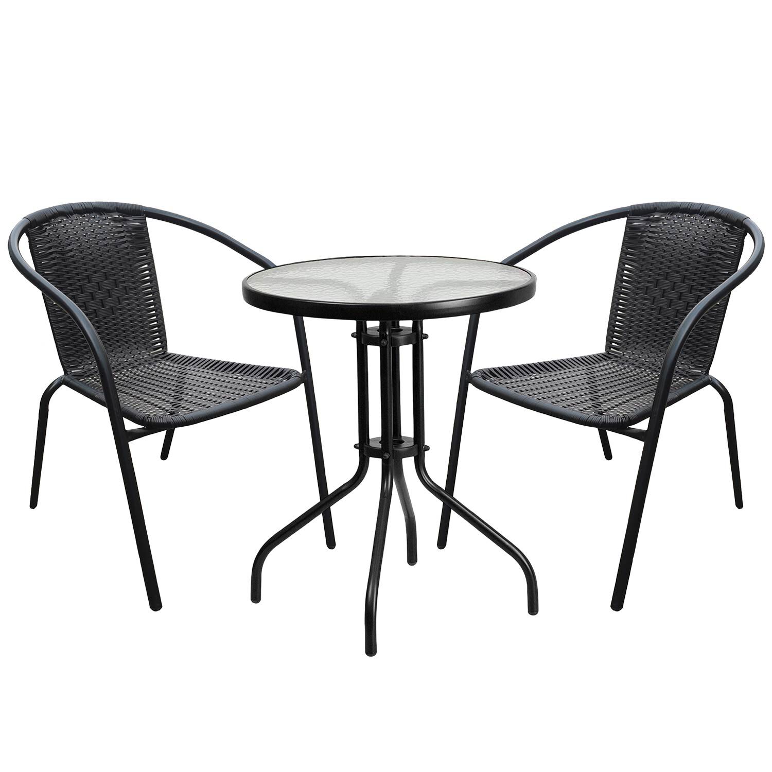 Set Terraza Maceio 2 Sillas + Mesa Vidrio 70x60 Cm Negro image number 0.0