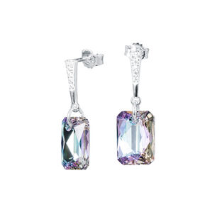 Aros Estefan&iacute;a Plata Italiana 925 Y Cristal Genuino Vitral Light