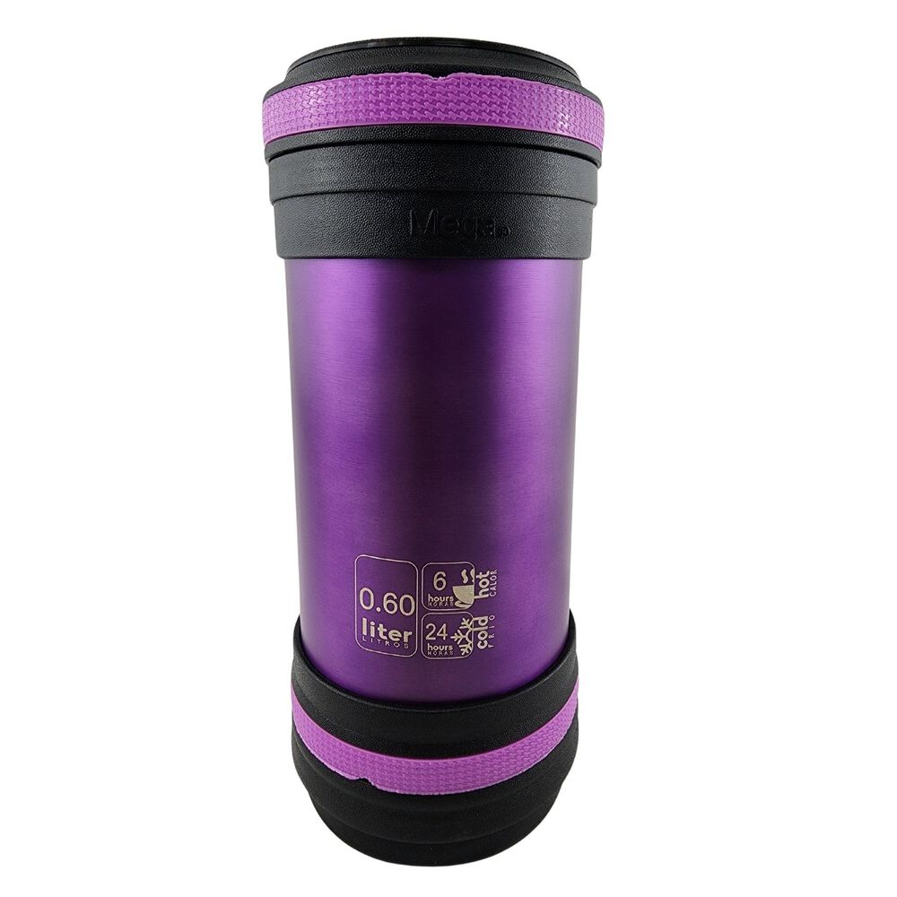 Termo Mega Maxx 600ml Comidas Metalico Acero Inoxidable Morado image number 3.0