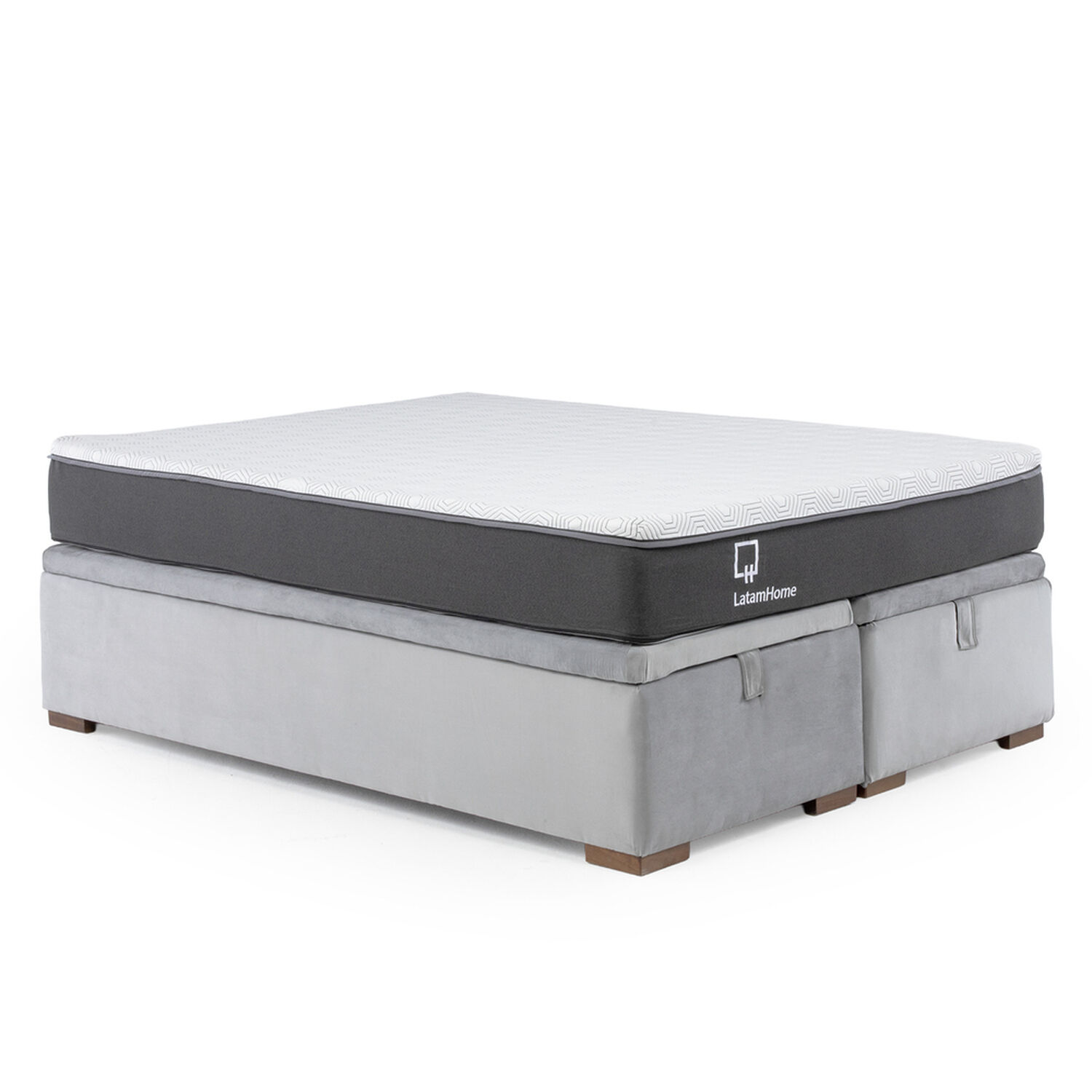 Cama Funcional Boxet 2 Plazas Base Dividida Colchon Resortes New Top Funda Lavable Gris image number 1.0