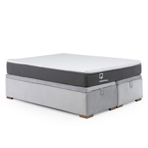 Cama Funcional Boxet 2 Plazas Base Dividida Colchon Resortes New Top Funda Lavable Gris