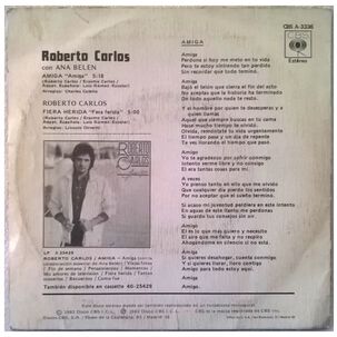 Roberto Carlos & Ana Belen - Amiga | 7" Single Vinilo Usado